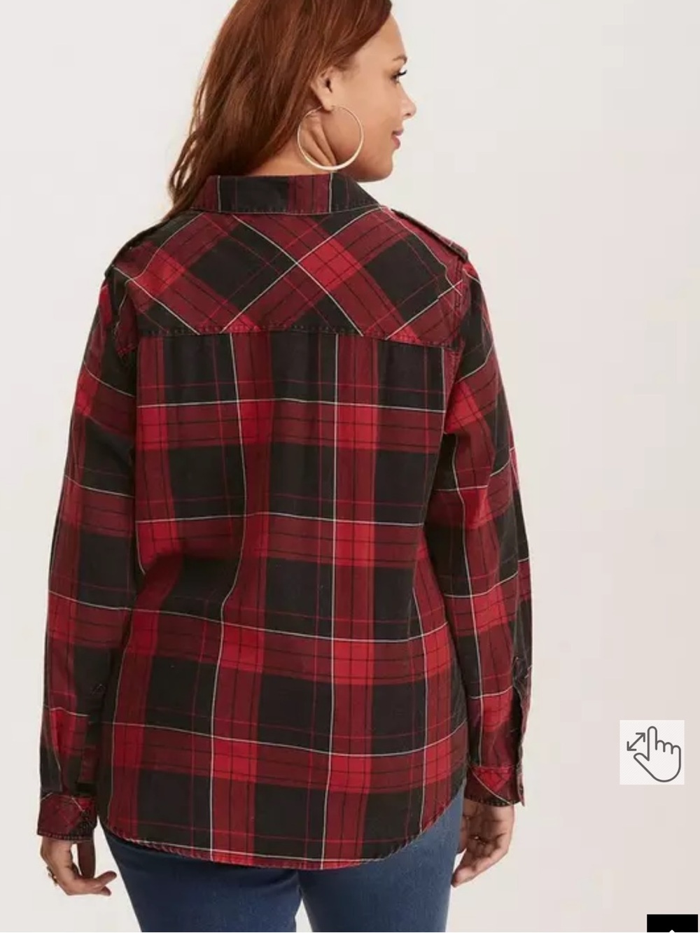 Torrid Red and Black Plaid Cotton Camp Shirt - Picture 3 of 9